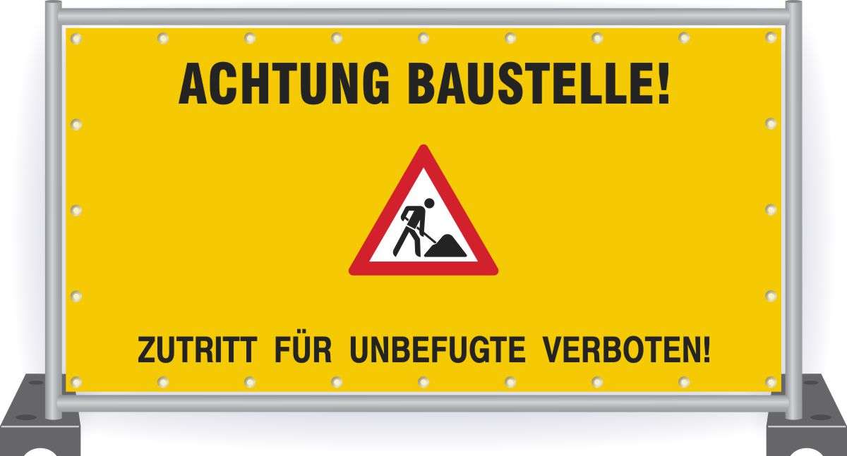 Baustellenbanner Achtung Baustelle