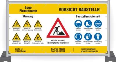 Baustellenbanner Vorsicht Baustelle Mit Sicherheitszeichen