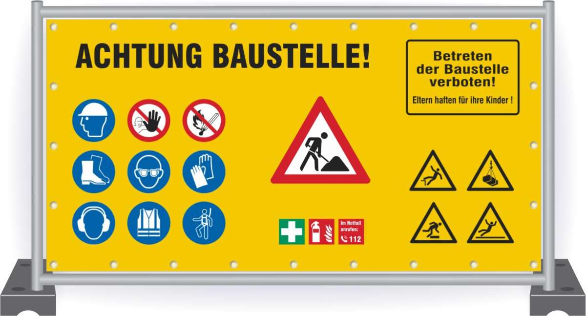 Baustellenbanner Achtung Baustelle